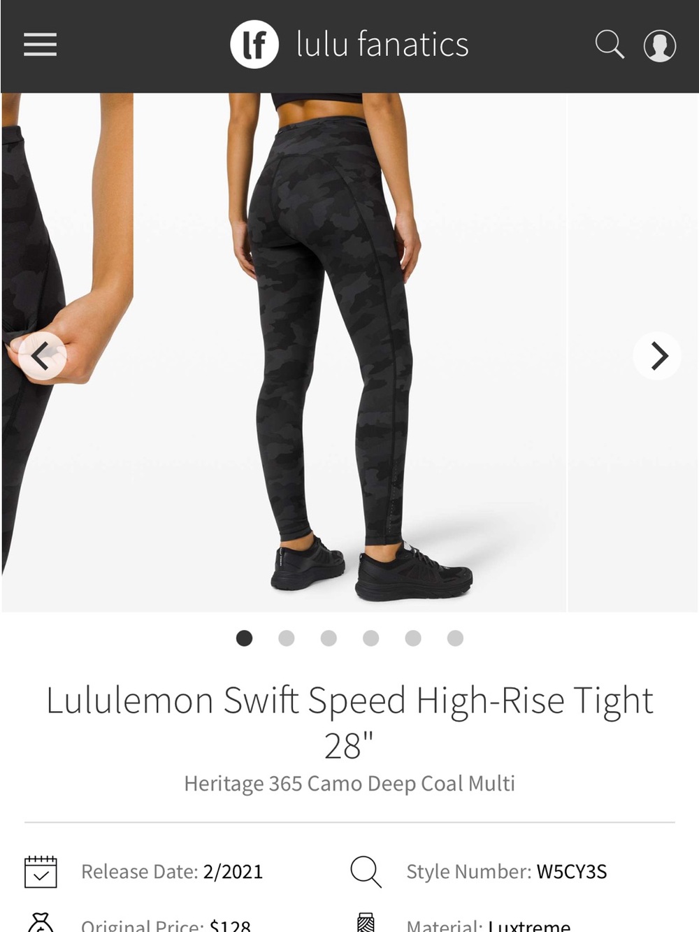 Lululemon Swift Speed High-Rise Tight 28"
Heritage 365 Camo Deep Coal Multi, 8